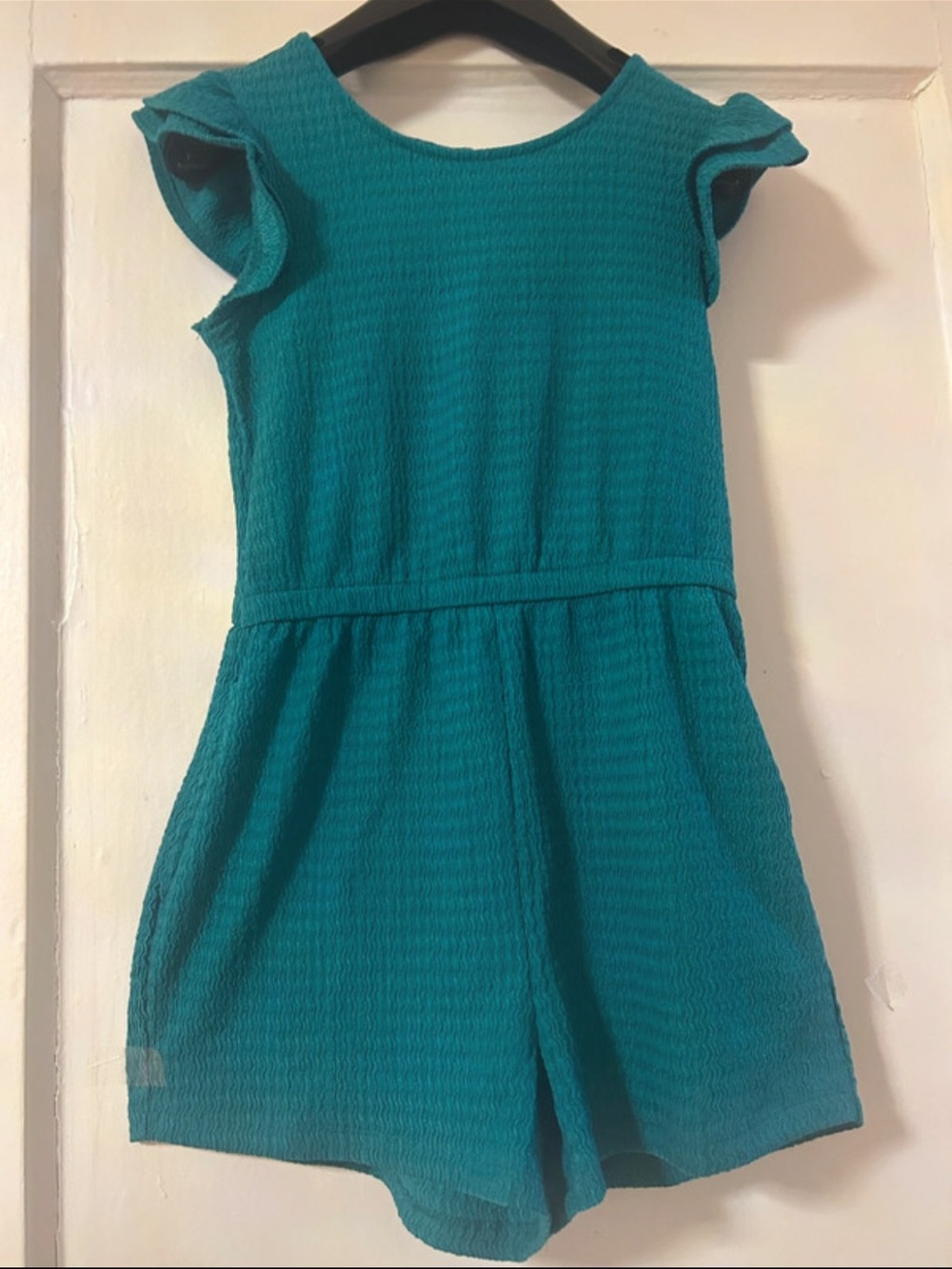 Old Navy Teal Flutter Sleeve Girls Romper